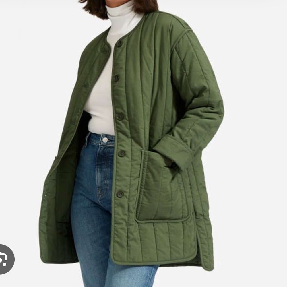 Everlane Olive Quilted Coat